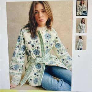 NWT Sezane Renato Jacket 38 Ecru Multicolor